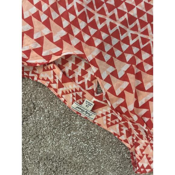 Lucky Brand top blouse Boho print triangle pattern top 3/4 sleeve tribal SZ 1X - Picture 3 of 8
